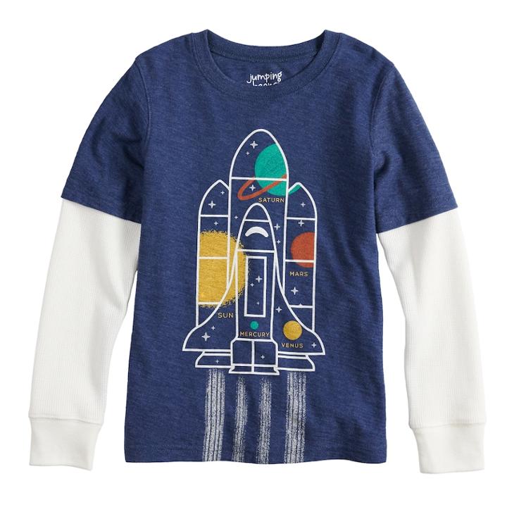 Boys 4-12 Jumping Beans&reg; Thermal Mock Layer Graphic Tee, Size: 12, Dark Blue
