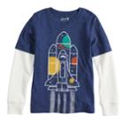 Boys 4-12 Jumping Beans&reg; Thermal Mock Layer Graphic Tee, Size: 12, Dark Blue