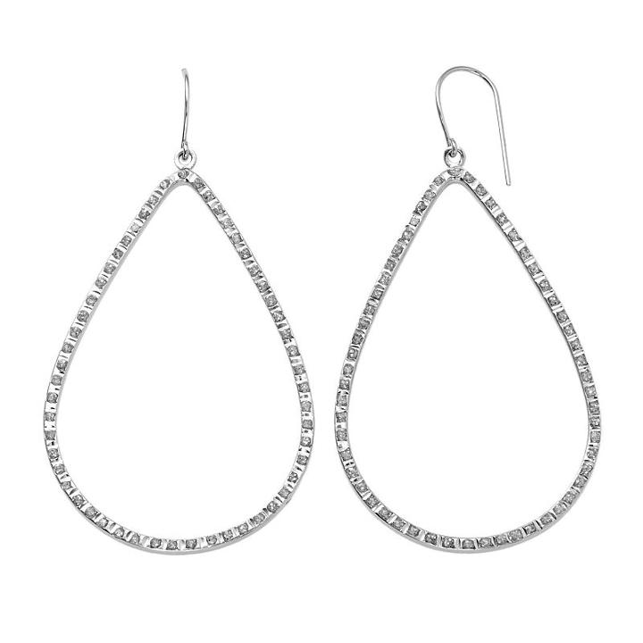 Diamond Mystique Platinum Over Silver Teardrop Earrings, Women's, White