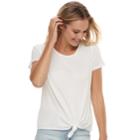 Juniors' Love, Fire Tie Front Short Sleeve Top, Teens, Size: Xs, White