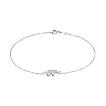 Barefootsies Silver Plated Elephant Anklet, Women's, Size: 9, Grey
