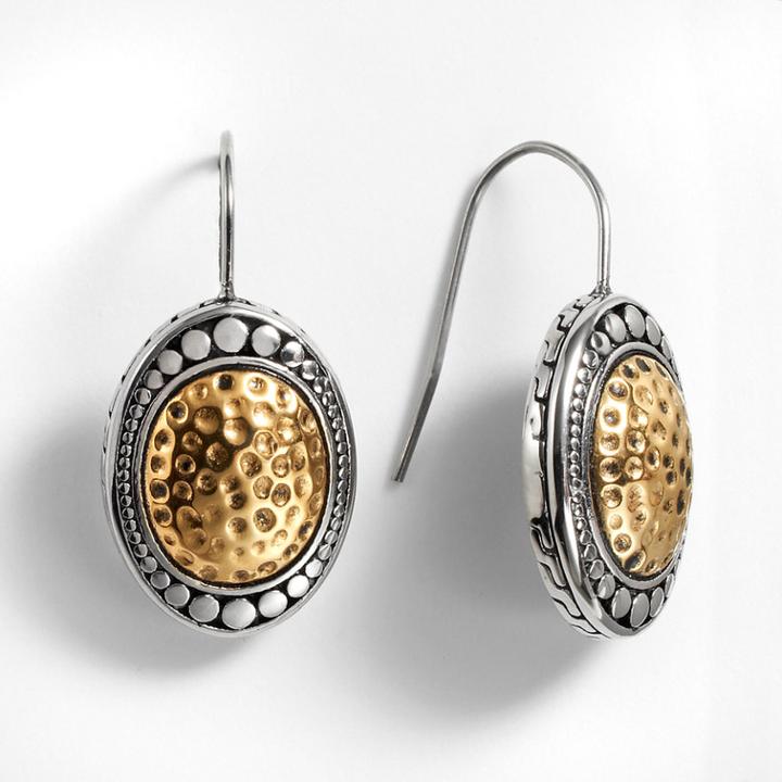 Kate Markus Stainless Steel Two Tone Textured Oval Drop Earrings, Women's, Multicolor