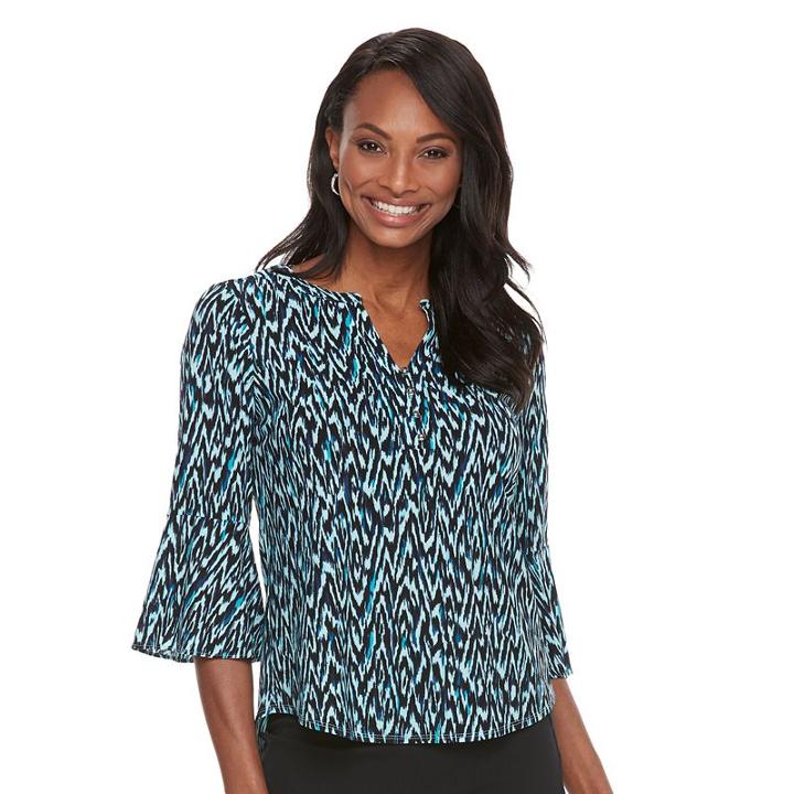 Women's Dana Buchman Bell Sleeve Crepe Top, Size: Medium, Brt Blue