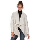 Women's Apt. 9&reg; Faux-leather Ribbed Sweater Jacket, Size: Medium, Natural