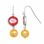 Kansas City Chiefs Dyed Freshwater Cultured Pearl Stainless Steel Team Logo Drop Earrings, Women's, Yellow