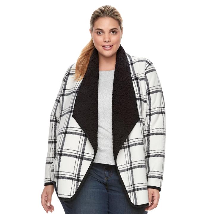 Plus Size Sonoma Goods For Life&trade; Sherpa Cardigan, Women's, Size: 1xl, White
