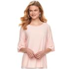 Women's Elle&trade; Clip-dot Ruffle Sleeve Top, Size: Xl, Light Pink