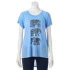 Juniors' Stacked Elephants High-low Graphic Tee, Teens, Size: Small, Brt Blue