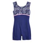 Girls 4-14 Jacques Moret Dotted Hearts Dance Biketard, Size: Small, Blue (navy)