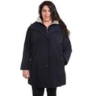 Plus Size Fleet Street Hooded Faux Silk Jacket, Women's, Size: 3xl, Blue (navy)