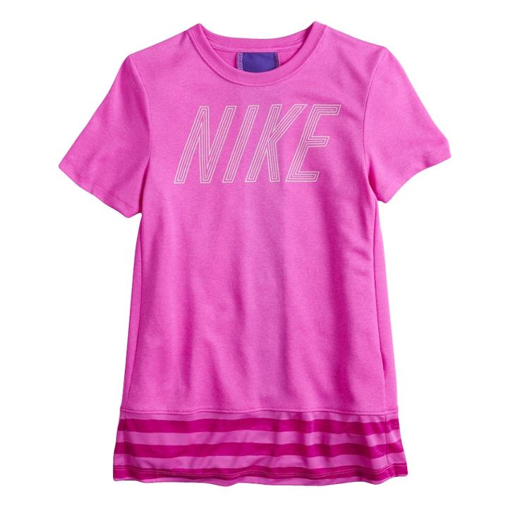 Girls 7-16 Nike Striped Drop Hem Tee, Size: Small, Lt Purple