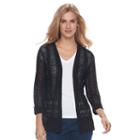 Women's Croft & Barrow&reg; Pointelle Cardigan, Size: Xs, Black