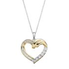 Two Tone 10k Gold 1/5 Carat T.w. Diamond Heart Pendant Necklace, Women's, White