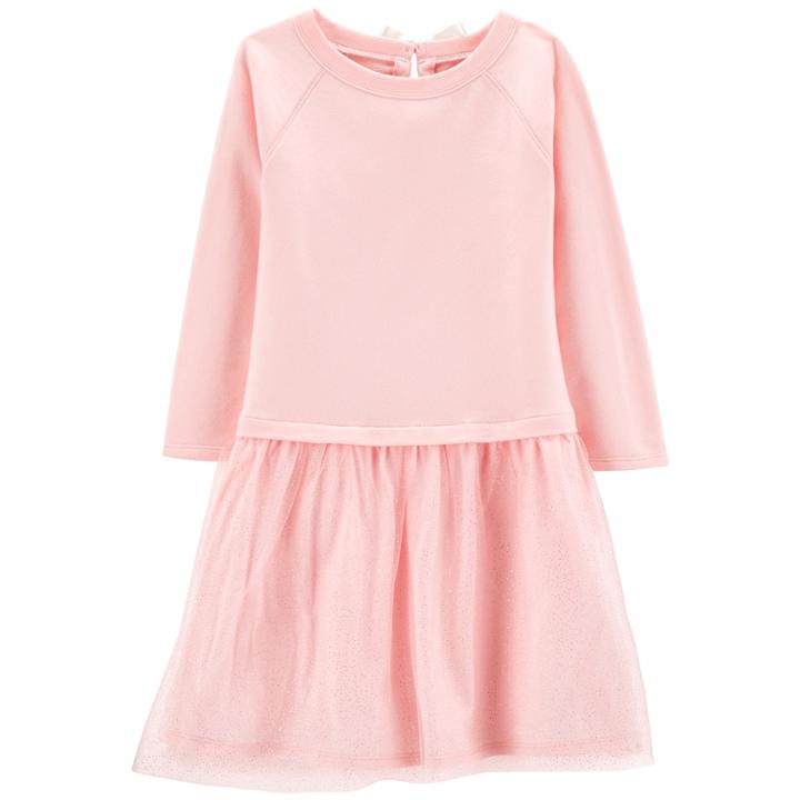 Girls 4-12 Carter's French Terry Tulle Dress, Size: 6-6x, Light Pink