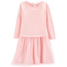 Girls 4-12 Carter's French Terry Tulle Dress, Size: 6-6x, Light Pink