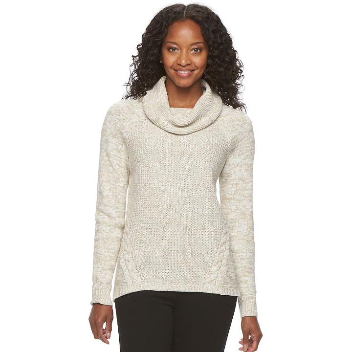 Petite Croft & Barrow&reg; Marled Cowlneck Sweater, Women's, Size: Xl Petite, Natural