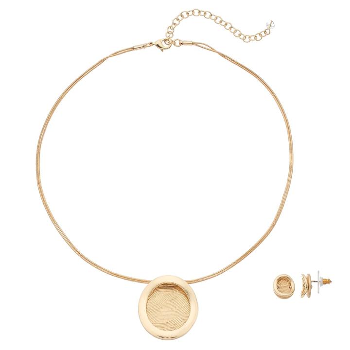Napier Circle Double Strand Pendant Necklace & Stud Earring Set, Women's, Gold