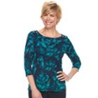 Women's Croft & Barrow&reg; Button-shoulder Boatneck Top, Size: Xs, Med Blue