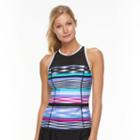 Women's Zeroxposur Mesh High-neck Tankini Top, Size: 14, Drk Purple