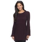 Women's Apt. 9&reg; Ribbed Metallic Crewneck Sweater, Size: Large, Purple
