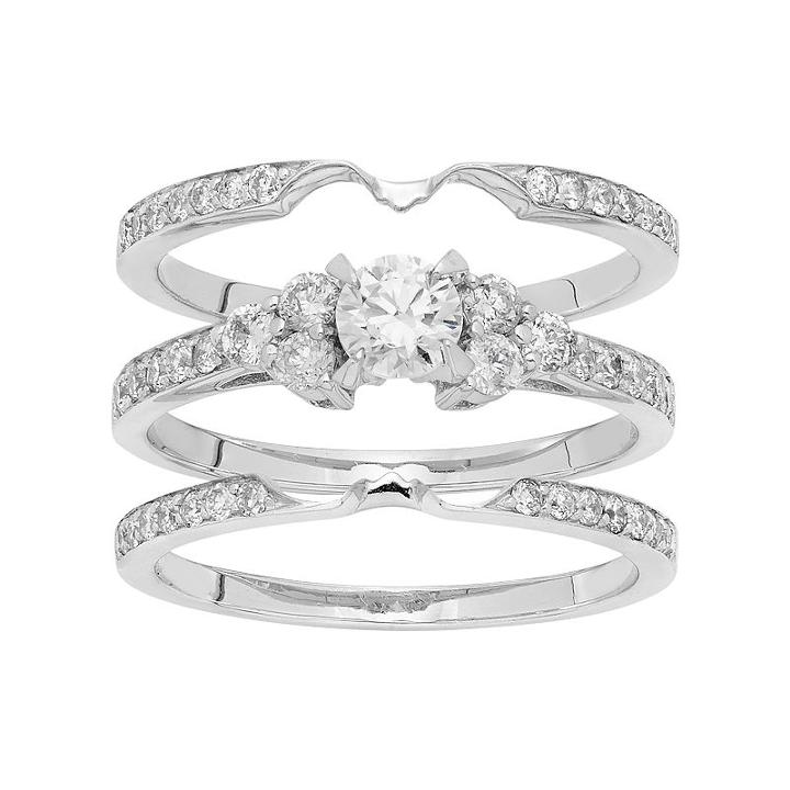 14k White Gold 1 Carat T.w. Igl Certified Diamond Engagement Ring Set, Women's, Size: 6.50