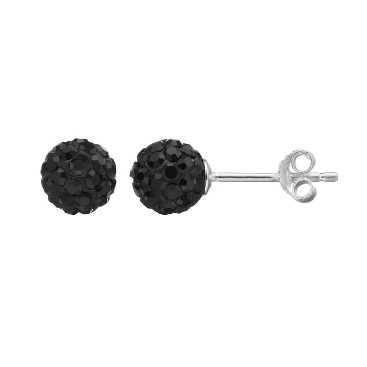 Itsy Bitsy Crystal Sterling Silver Ball Stud Earrings, Women's, Black