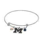 Fiora Sterling Silver Michigan Wolverines Charm Bangle Bracelet, Women's, Blue