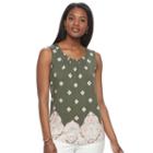 Women's Croft & Barrow&reg; Medallion Shirred Tank, Size: Xl, Green