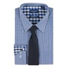 Men's Nick Dunn Modern-fit Patterned Easy-care Spread-collar Dress Shirt & Tie Set, Size: S 32-33, Blue