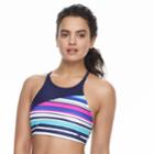 Women's Adidas Striped High-neck D-cup Crop Bikini Top, Size: Xl, Light Red