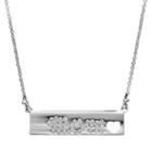 Crystal Collection Crystal Silver-plated Mom Heart Bar Necklace, Women's, Grey