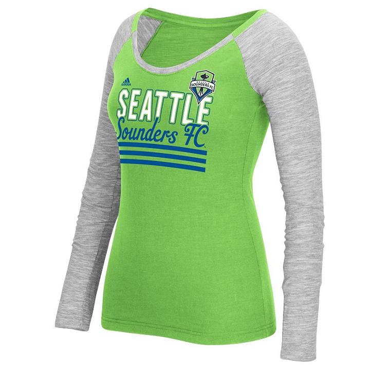 Women's Adidas Seattle Sounders Stack Striped Tee, Size: Medium, Green