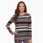 Petite Croft & Barrow&reg; Textured Stripe Sweater, Women's, Size: L Petite, Light Red