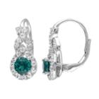Stella Grace Lab-created Emerald & Lab-created White Sapphire Sterling Silver Twist Drop Earrings, Women's, Green