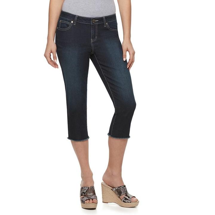 Petite Jennifer Lopez Raw-edge Capri Jeans, Women's, Size: 8 Petite, Blue