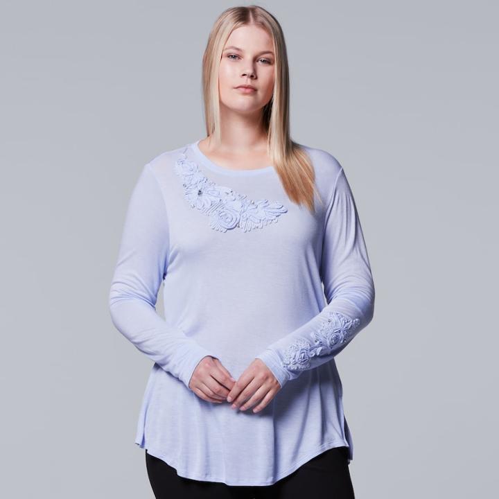 Plus Size Simply Vera Vera Wang Floral Tee, Women's, Size: 1xl, Brt Purple