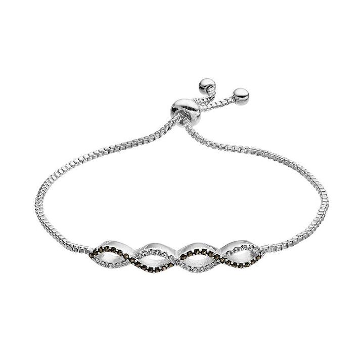 Silver Luxuries Silver Plated Crystal & Marcasite Infinity Lariat Bracelet, Women's, Grey