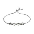 Silver Luxuries Silver Plated Crystal & Marcasite Infinity Lariat Bracelet, Women's, Grey