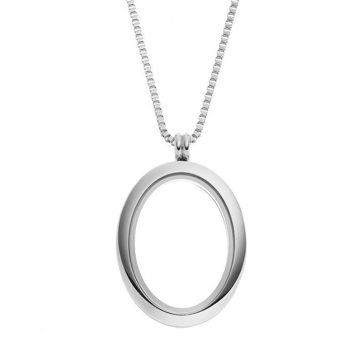 Blue La Rue Stainless Steel 1.2-in. Oval Locket, Women's, Size: 24, Silver