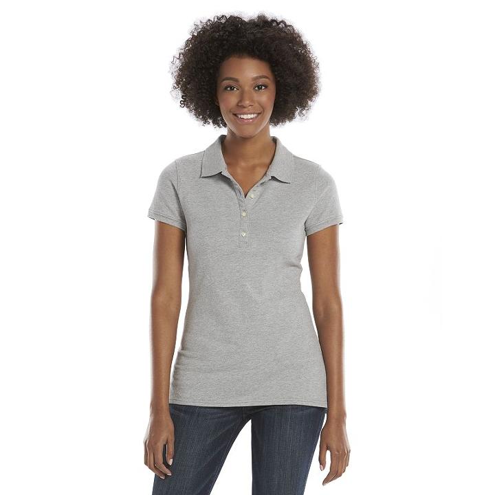 So&reg; Solid School Uniform Juniors' Polo, Girl's, Size: Xs, Med Grey