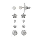 Lc Lauren Conrad Star & Flower Stud Earring Set, Women's, Silver