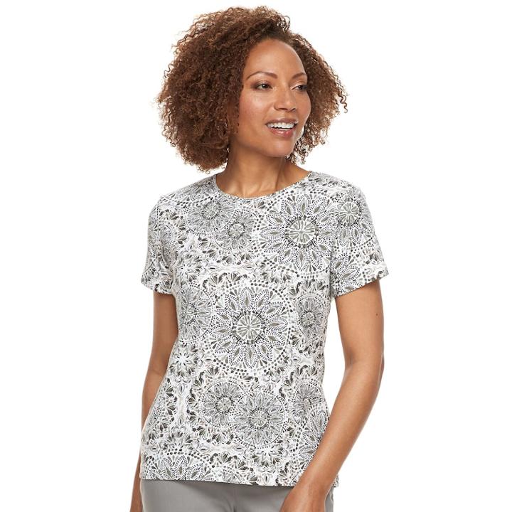 Petite Croft & Barrow&reg; Essential Crewneck Tee, Women's, Size: L Petite, Med Green