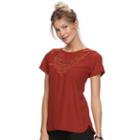 Women's Dana Buchman Lace Embroidered Woven Top, Size: Medium, Red