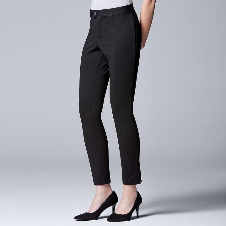 Women's Simply Vera Vera Wang Skinny Ponte Pants, Size: Xs, Black