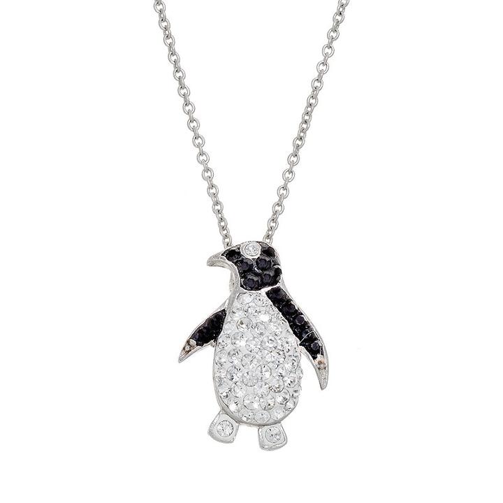 Crystal Penguin Pendant Necklace, Women's, Black