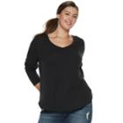 Juniors' Plus Size So&reg; Perfect V-neck Tee, Teens, Size: 1xl, Black