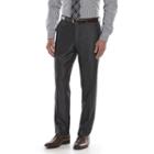 Men's Savile Row Modern-fit Charcoal Sharkskin Flat-front Suit Pants, Size: 38x32, Dark Grey