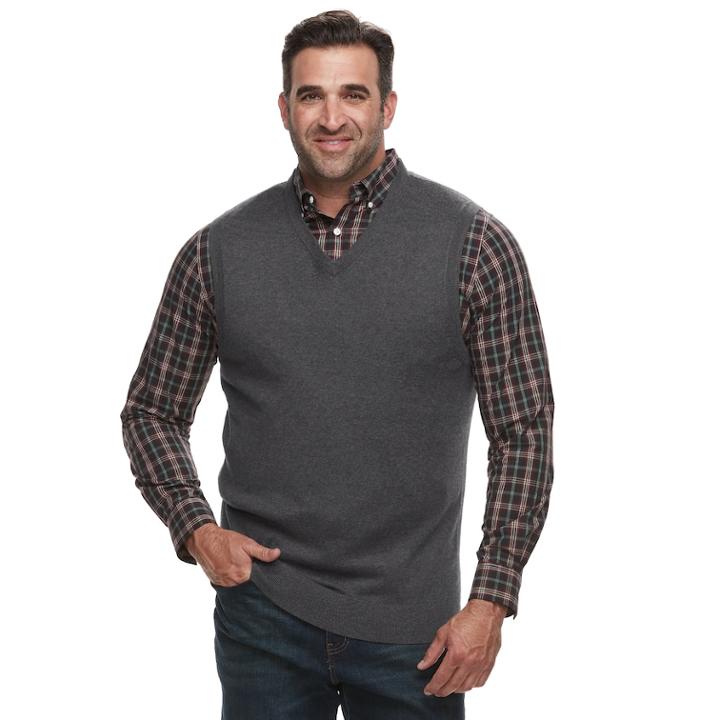 Big & Tall Croft & Barrow&reg; Classic-fit 12gg Sweater Vest, Men's, Size: 4xb, Dark Grey