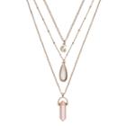 Crescent, Teardrop & Prism Pendant Layered Necklace, Women's, Gold