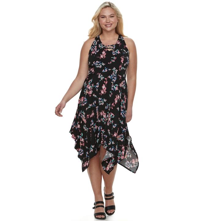 Juniors' Plus Size Candie's&reg; Lace-up Maxi Dress, Teens, Size: 1xl, Black